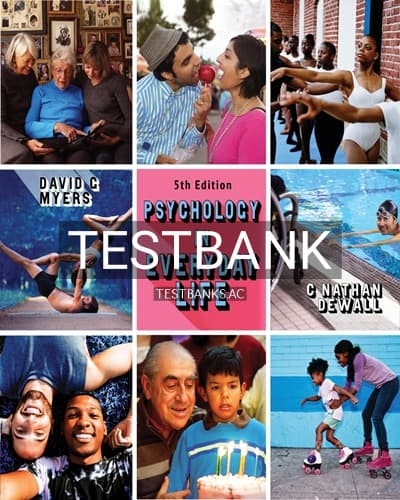 Test Bank for Psychology in Everyday Life 5th Edition by Myers cover