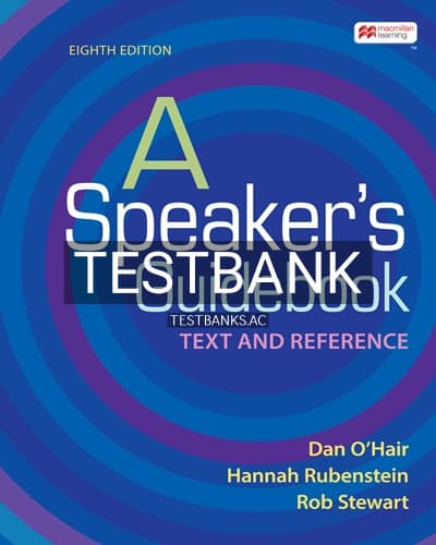 Test Bank for Speakers Guidebook 8th Edition by Ohair cover
