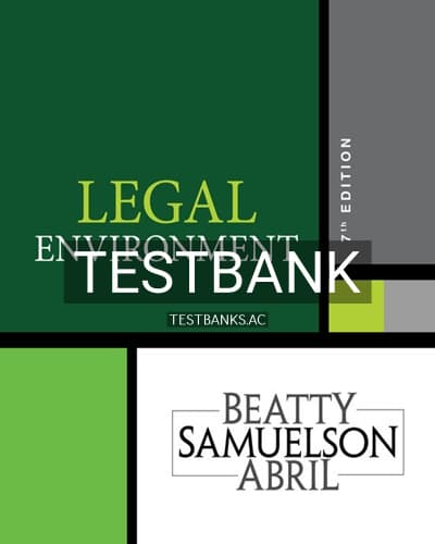 Test Bank for Legal Environment 7th Edition by Beatty cover