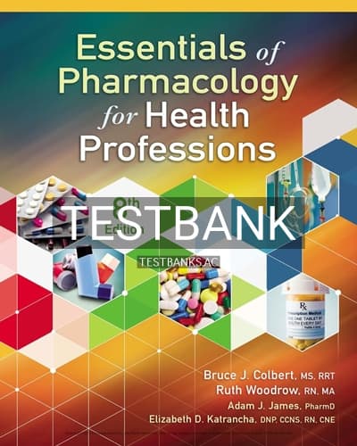 Test Bank for Essentials of Pharmacology for Health Professions 8th Edition by Colbert cover