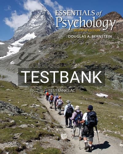 Test Bank for Essentials of Psychology 7th Edition by Bernstein cover