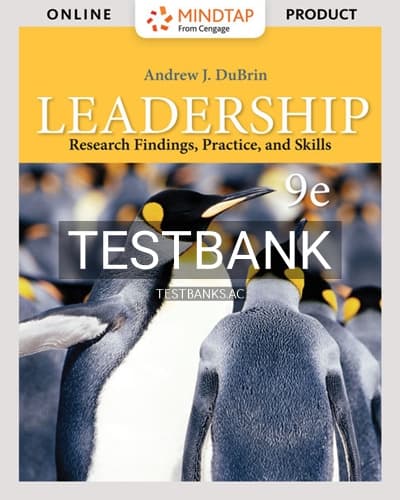 Test Bank for Leadership 9th Edition by DuBrin cover