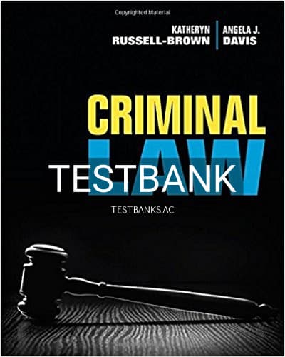 Test Bank for Criminal Law 1st Edition by Russell Brown cover