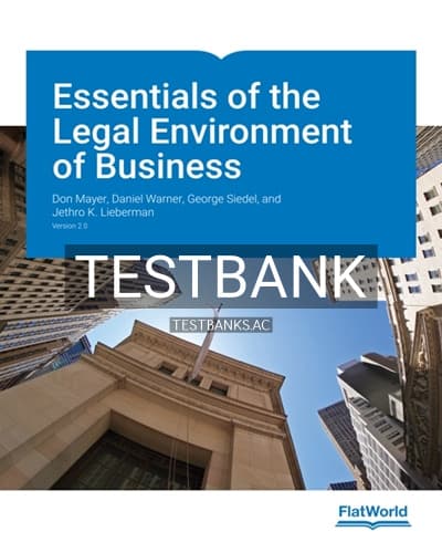 Test Bank for Essentials of the Legal Environment of Business 2nd Edition by Mayer cover