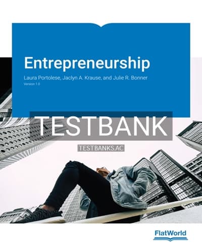 Test Bank for Entrepreneurship Version 1 1st Edition by Portolese cover