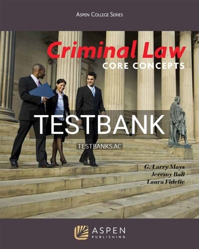 Test Bank for Criminal Law 1st Edition by Mays cover