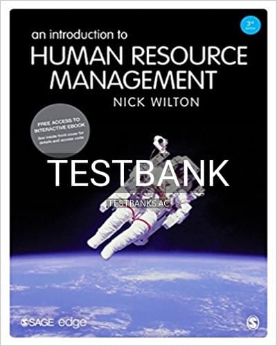 Test Bank for Introduction to Human Resource Management 3rd Edition by Wilton cover