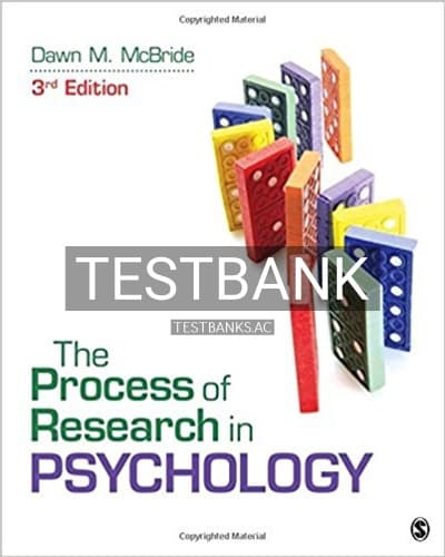 Test Bank for Process of Research in Psychology 3rd Edition by McBride cover