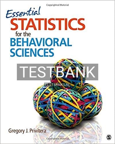 Test Bank for Essential Statistics for the Behavioral Sciences 1st Edition by Privitera cover