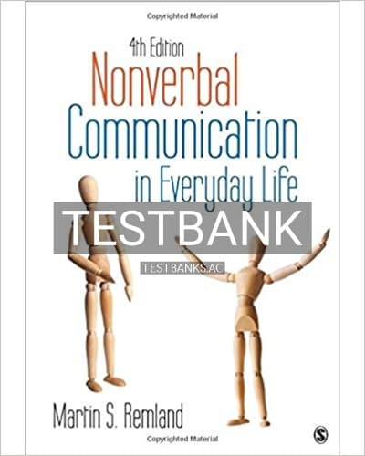 Test Bank for Nonverbal Communication in Everyday Life 4th Edition by Remland cover