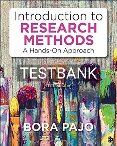 Test Bank for Introduction to Research Methods A Hands On Approach 1st Edition by Pajo cover