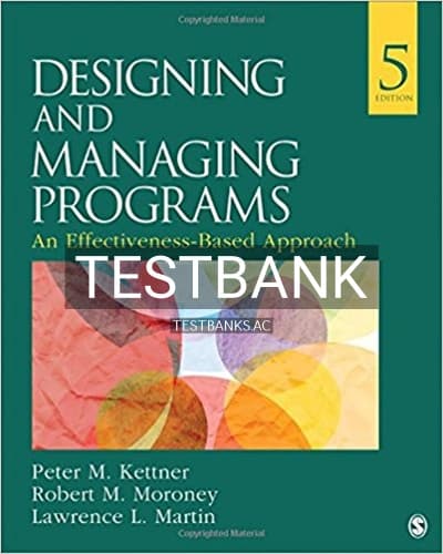 Test Bank for Designing and Managing Programs An Effectiveness Based Approach 5th Edition by Kettner cover