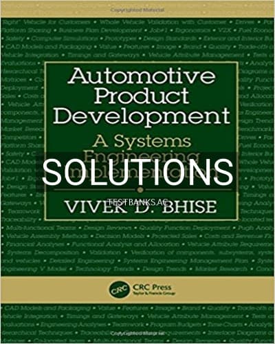 Solutions for Automotive Product Development A Systems Engineering Implementation 1st Edition by Bhise cover