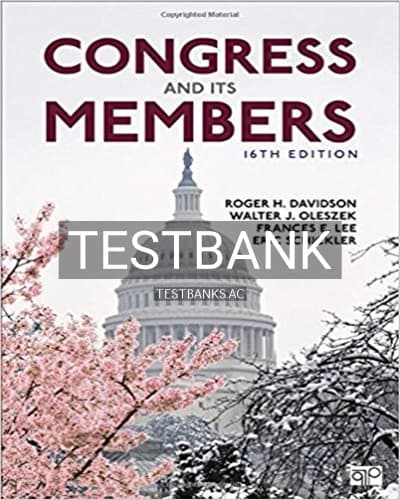 Test Bank for Congress and Its Members 16th Edition by Davidson cover