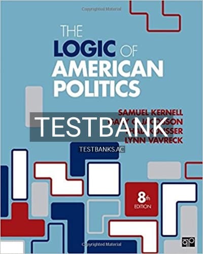 Test Bank for Logic of American Politics 8th Edition by Kernell cover