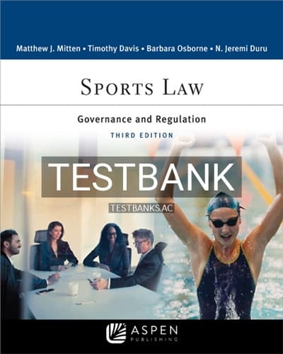 Test Bank for Sports Law 3rd Edition by Mitten cover