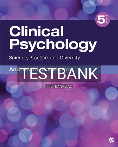 Test Bank for Clinical Psychology Science Practice and Diversity 5th Edition by Pomerantz cover