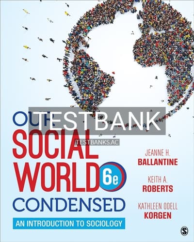 Test Bank for Our Social World Condensed An Introduction to Sociology 6th Edition by Ballantine cover