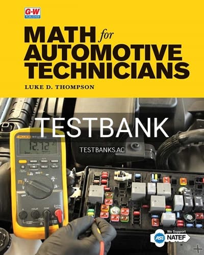 Test Bank for Math for Automotive Technicians 1st Edition by Thompson cover