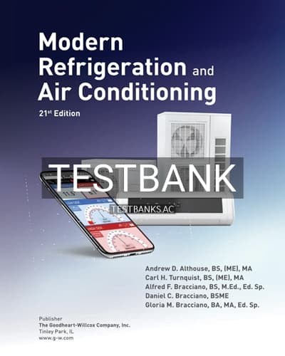 Test Bank for Modern Refrigeration and Air Conditioning 21st Edition by Althouse cover