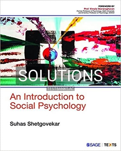 Solutions for Introduction to Social Psychology 1st Edition by Shetgovekar cover