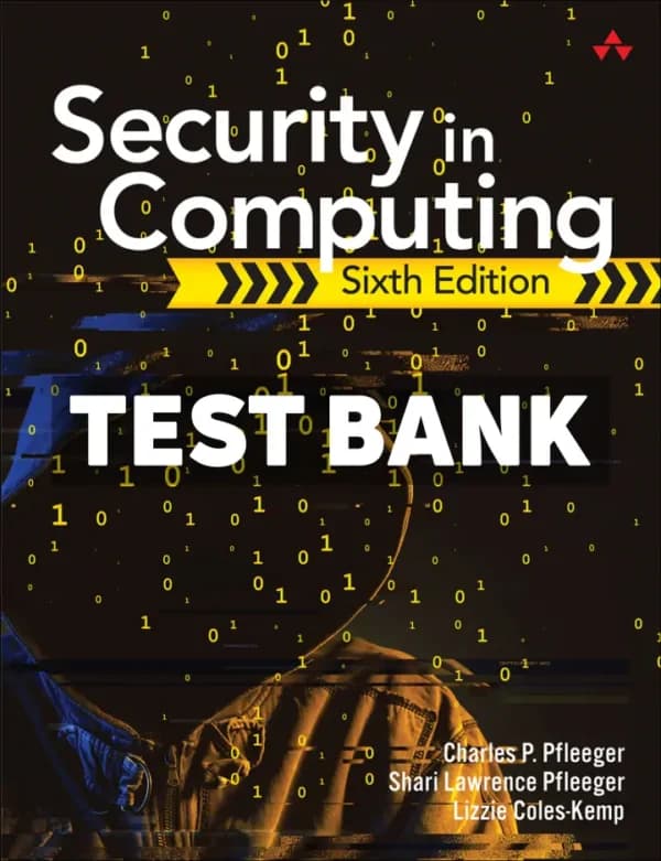 Cover for Security in Computing 6th Edition Pfleeger Test Bank