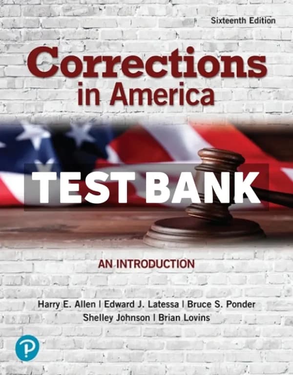 Cover for Corrections in America – An Introduction 16th Edition Allen Test Bank