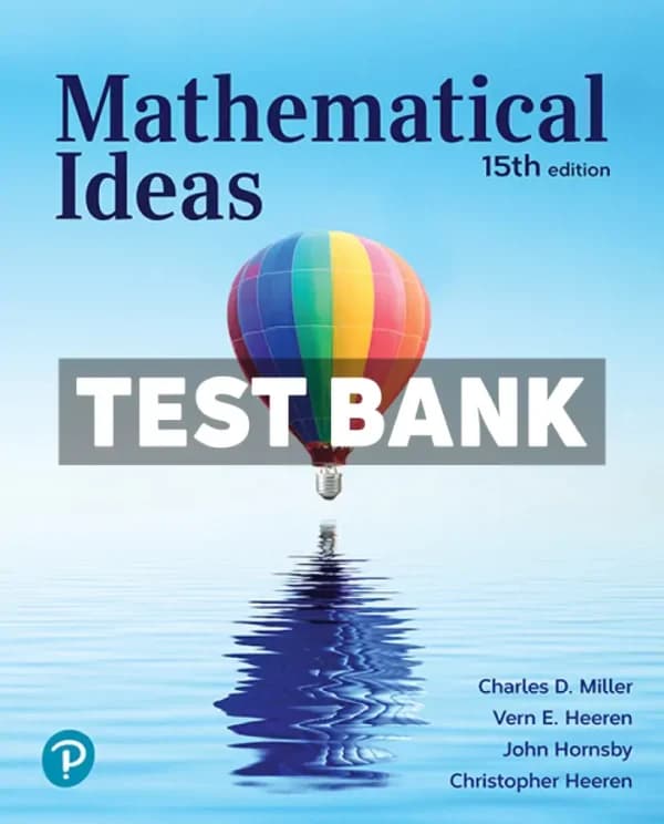 Cover for Mathematical Ideas 15th Edition Miller Test Bank