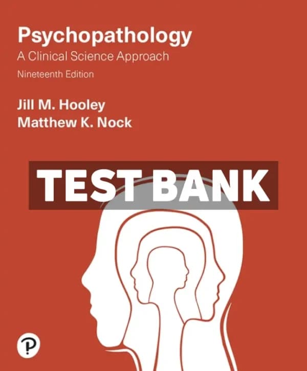 Cover for Psychopathology 19th Edition Hooley Test Bank