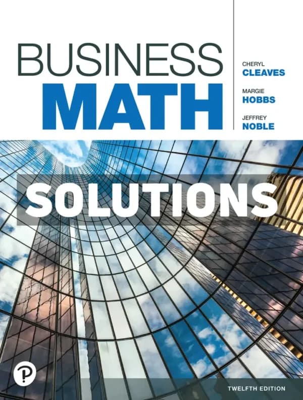 Cover for Business Math 12th Edition Cleaves Solutions Manual
