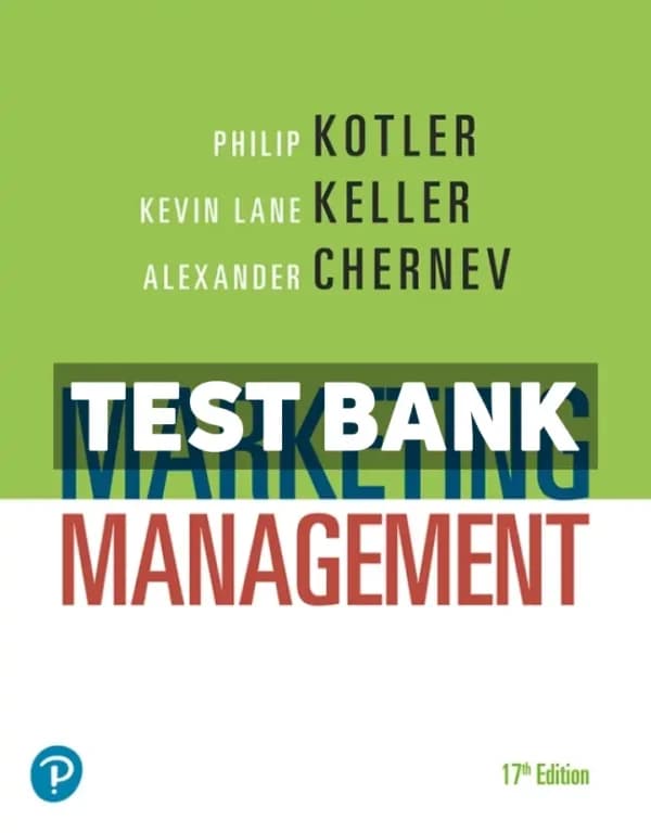 Cover for Marketing Management 17th Edition Kotler Test Bank