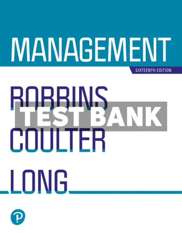 Cover for Management 16th Edition Robbins Test Bank