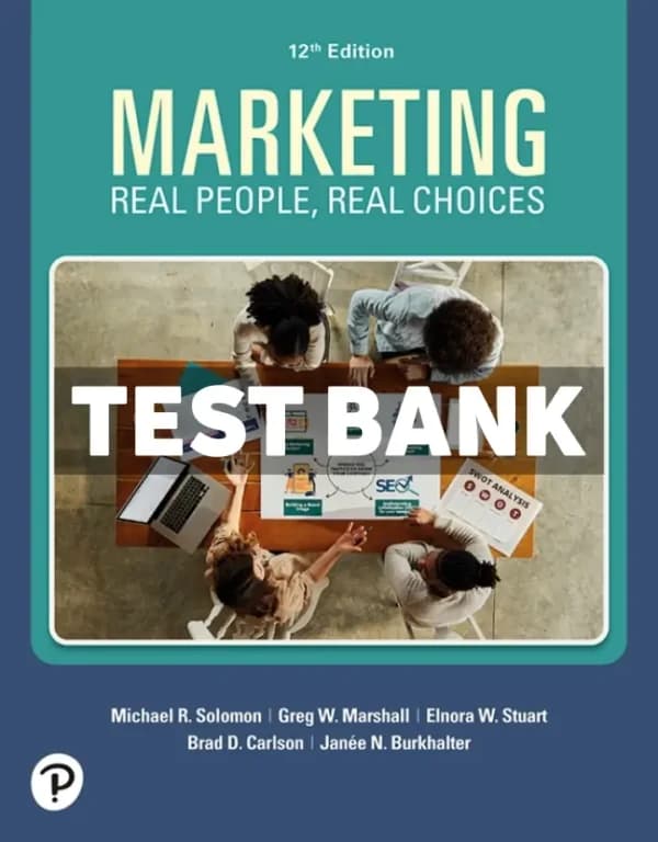 Cover for Marketing – Real People Real Choices 12th Edition Solomon Test Bank
