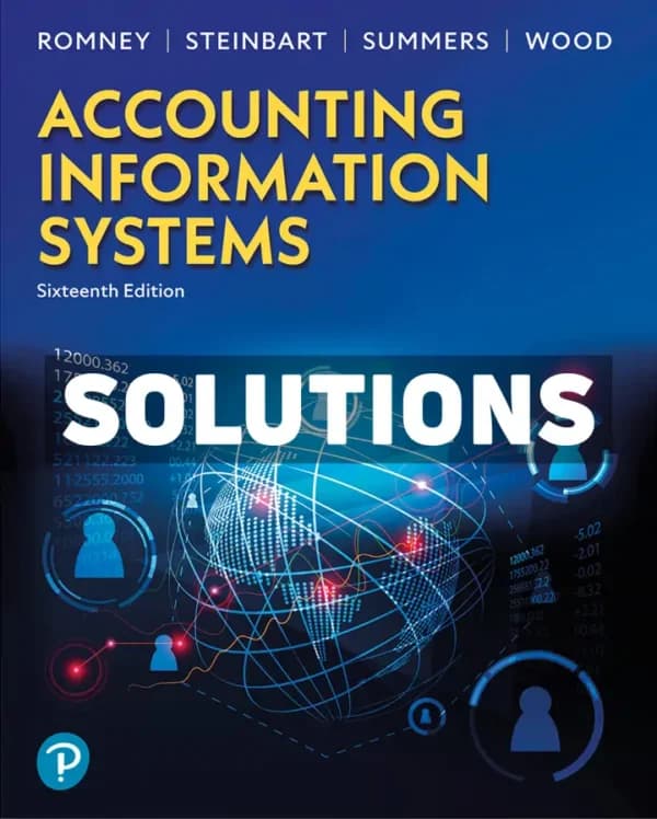 Cover for Accounting Information Systems 16th Edition Romney Solutions Manual