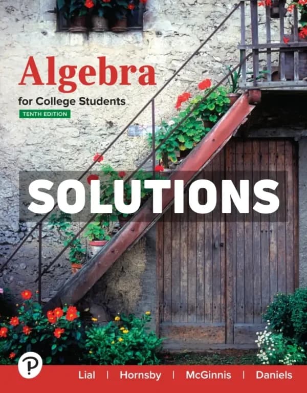 Cover for Algebra for College Students 10th Edition Lial Solutions Manual