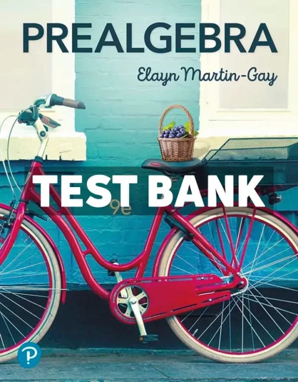 Cover for Prealgebra 9th Edition Martin-Gay Test Bank