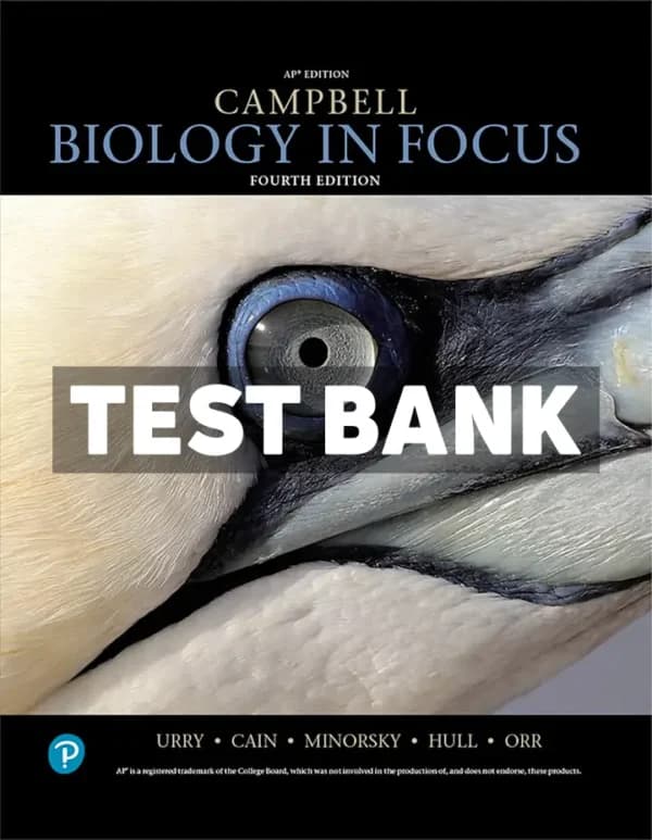 Campbell Biology in Focus 4th Edition Urry Test Bank cover