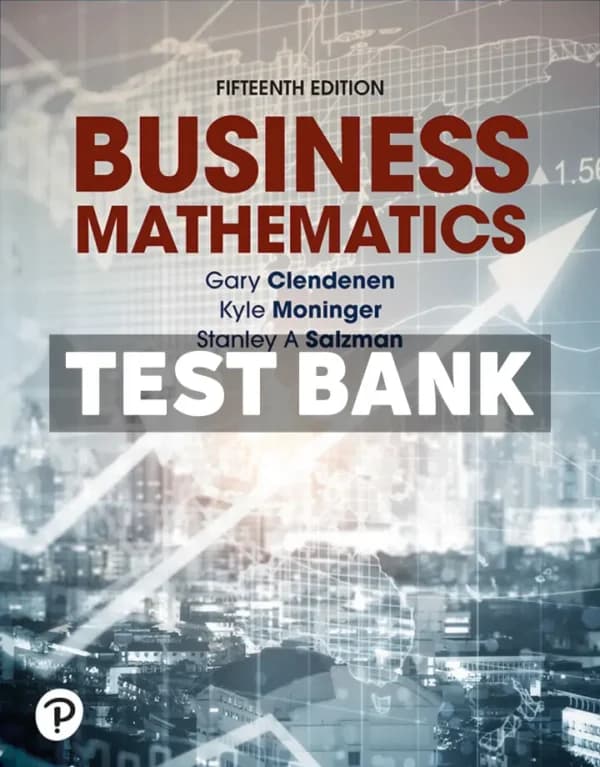 Cover for Business Mathematics 15th Edition Clendenen Test Bank