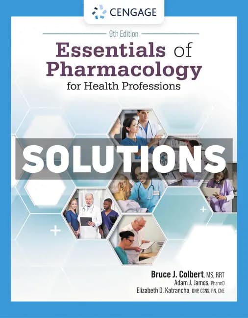 Cover for Essentials of Pharmacology for Health Professions 9th Edition Colbert Solutions Manual