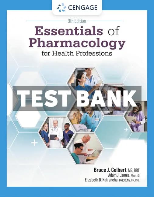 Essentials of Pharmacology for Health Professions 9th Edition Colbert Test Bank cover
