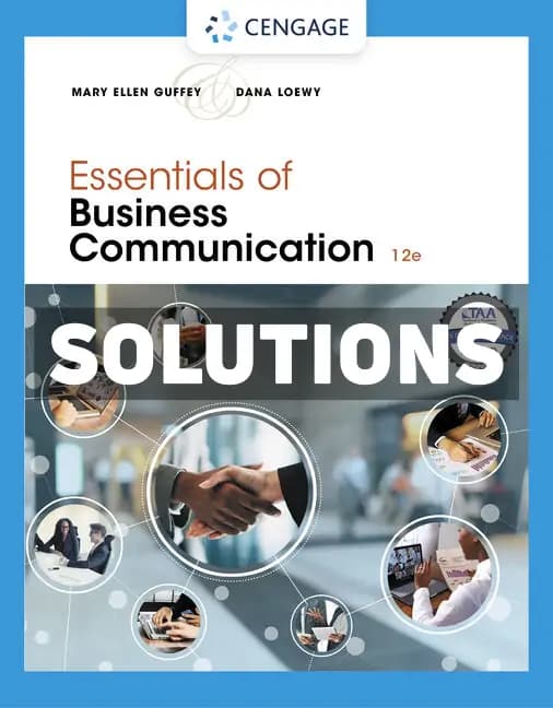 Essentials of Business Communication 12th Edition Guffey Solutions Manual cover