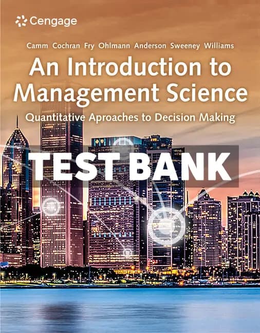 Cover for Introduction to Management Science 16th Edition Camm Test Bank