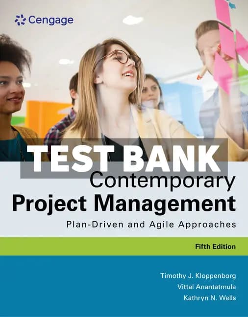 Contemporary Project Management 5th Edition Kloppenborg Test Bank cover
