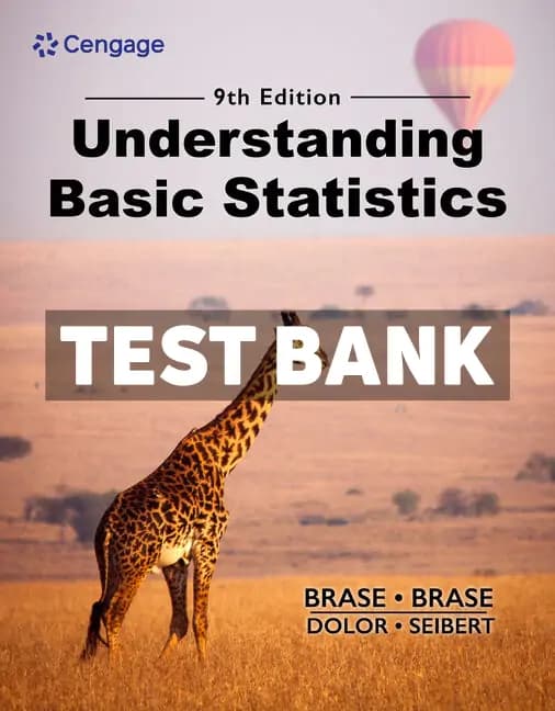 Cover for Understanding Basic Statistics 9th Edition Brase Test Bank
