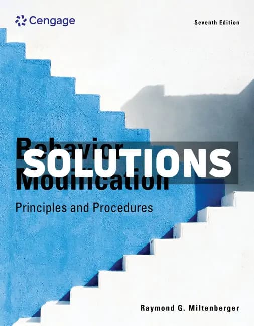 Cover for Behavior Modification 7th Edition Miltenberger Solutions Manual