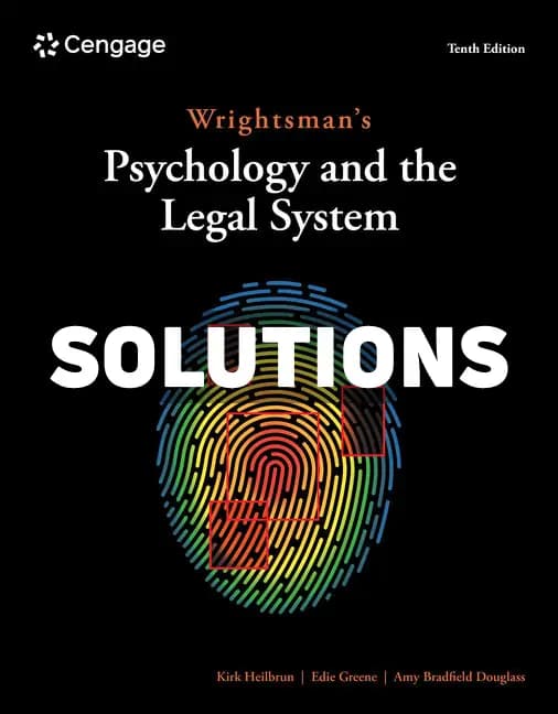 Wrightsmans Psychology and the Legal System 10th Edition Heilbrun Solutions Manual cover