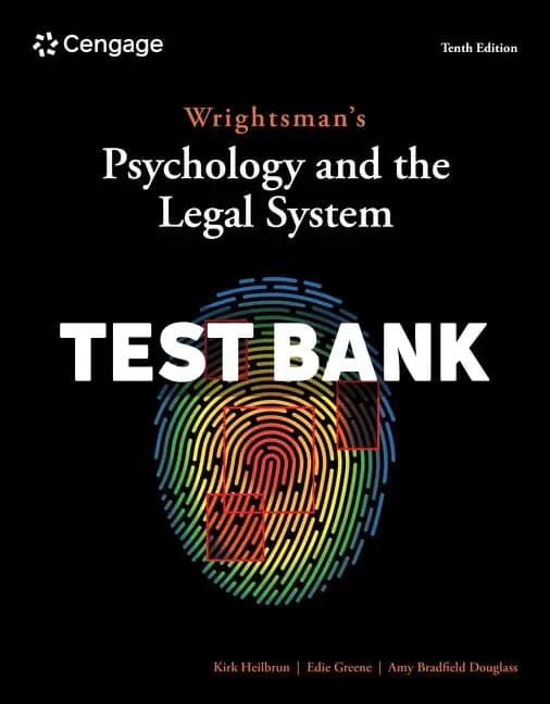 Cover for Wrightsmans Psychology and the Legal System 10th Edition Heilbrun Test Bank