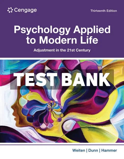 Cover for Psychology Applied to Modern Life 13th Edition Weiten Test Bank