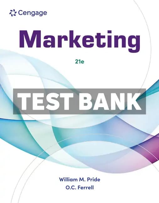 Cover for Marketing 21st Edition Pride Test Bank