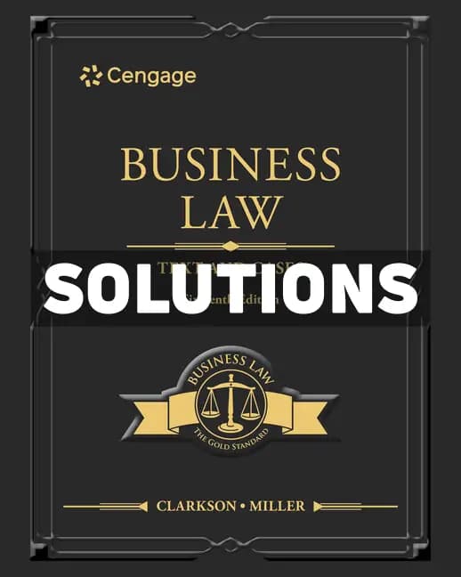 Cover for Business Law – Text and Cases 16th Edition Clarkson Solutions Manual